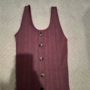 Button-Front Ribbed Tank Top